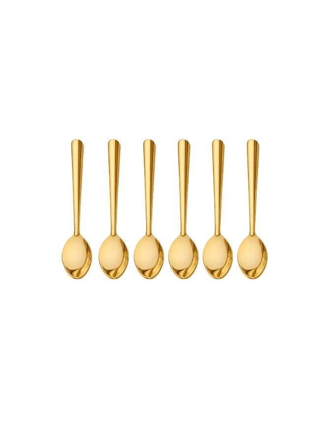 Decent Aura Gold Baby Spoon Set of 6 | Stainless Steel PVD Gold Cutlery | Mirror Finish | Spoons for Home & Kitchen - Image 1